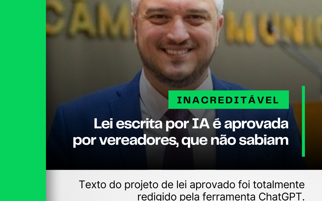 Lei escrita por IA é aprovada por vereadores, que não sabiam